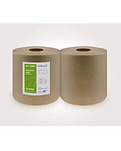 EVOpaper Eco Putztuchrolle braun, 2-lagig, 24 x 25,5 cm, 2 Rollen, 1600 Blatt